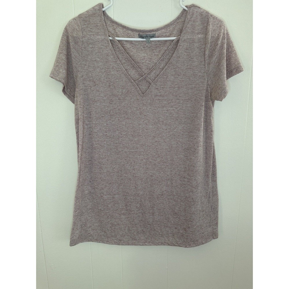 Charlotte Russe Top - Cross Strap Collar - Pink (Mauve) - Size Medium